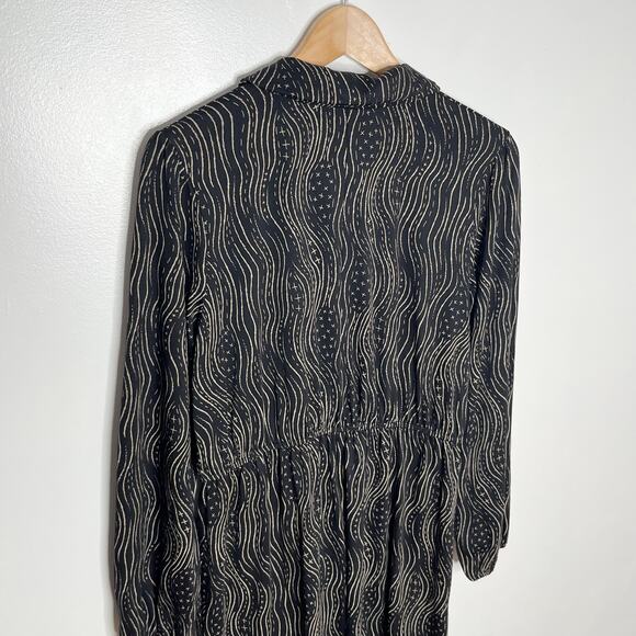 Gudrun Sjoden Long Sleeve Snap Button Shirt Dress Womens Small Black Lagenlook - Picture 7 of 10